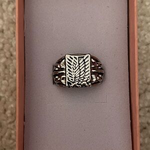 attack on titan anime silver ring